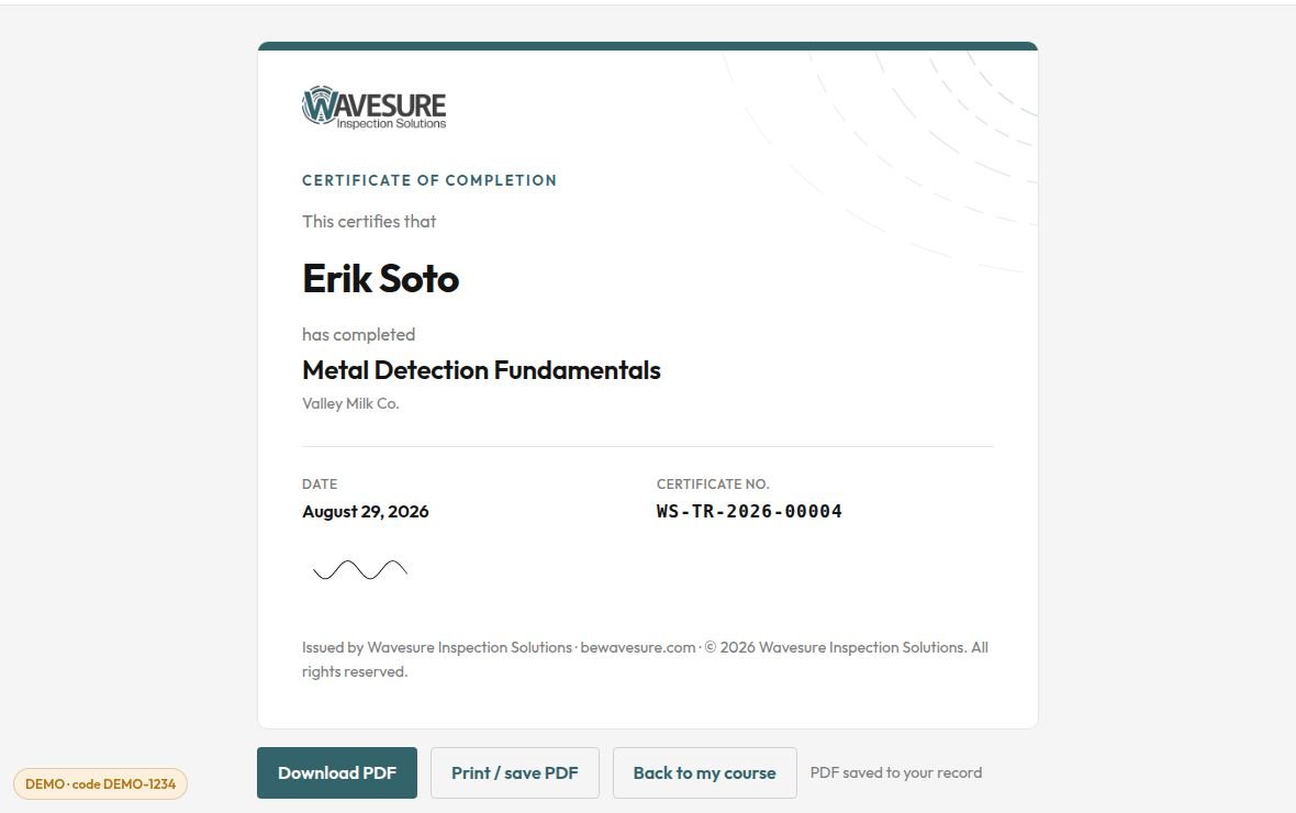 Certificate of completion